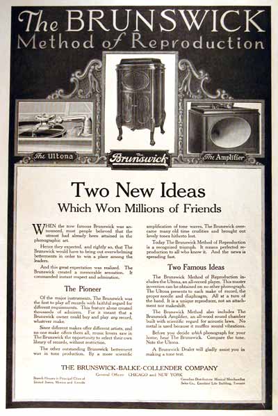 1919 Brunswick Phonograph Vintage Ad #001668