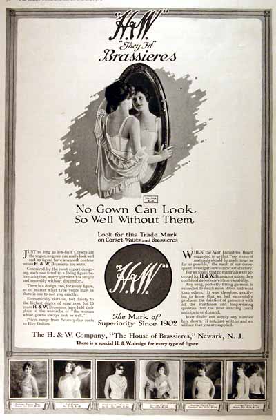 1919 H & W Brassieres Vintage Print Ad #001963