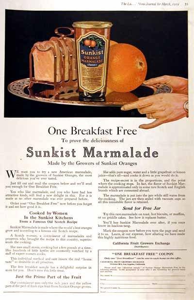 1919 Sunkist Marmalade Vintage Print Ad #001961