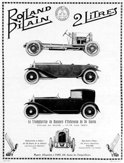 1924 Rolland Pilain Classic Car Ad #000145