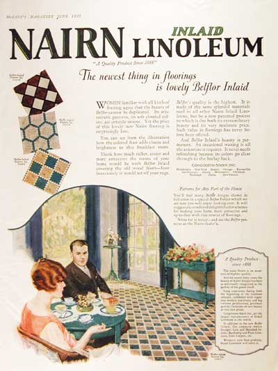 1925 Nairn Linoleum Floors Classic Ad 