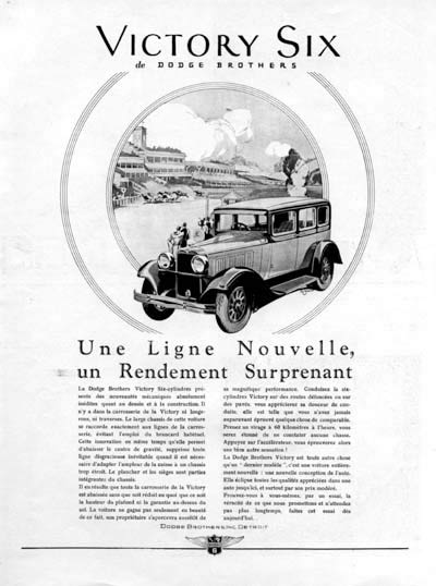 1928 Dodge Victory Six Vintage French Ad #000244