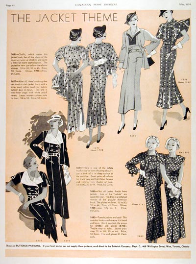 1934 Butterick Fashions #007952