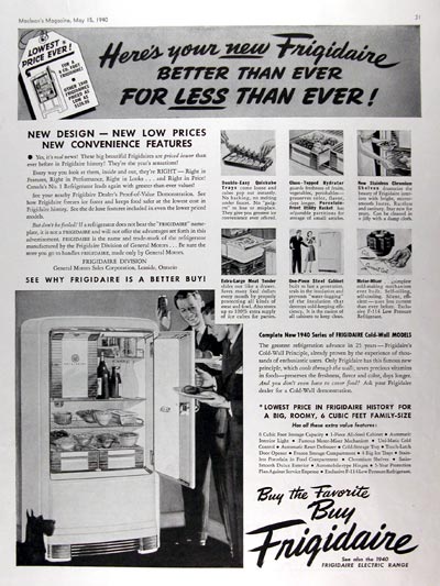 1940 Frigidaire Refrigerator #011021