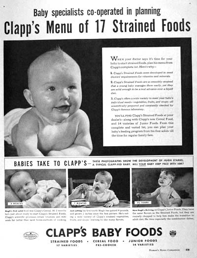 1942 Clapp's Baby Food Vintage Ad #002071
