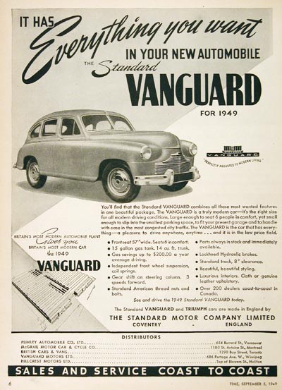 1949 Standard Vanguard Vintage Ad #001417