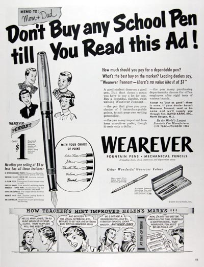 1950 Wearever Pens Pencils #023636
