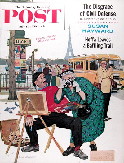 1959 Saturday Evening Post Cover ~ Paris Tourists #017460