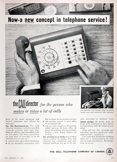 1960 Bell Telephone Call Director Vintage Ad #025334