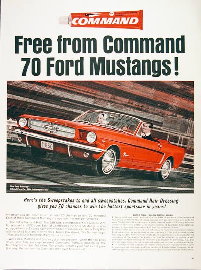 1964 Command Mustang Sweepstakes #023306