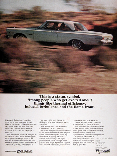 1965 Plymouth Belvedere Satellite Coupe Vintage Ad #025360