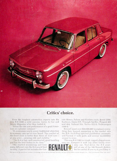 1965 Renault R-8 1100 Sedan Vintage Ad #004634