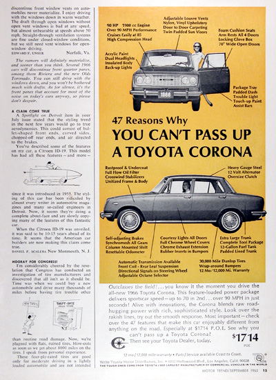 1965 Toyota Corona Sedan Vintage Ad #025361