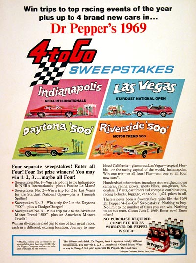 1969 Dr Pepper Sweepstakes #004814