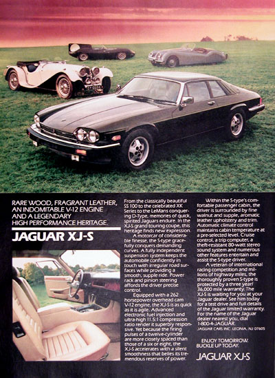 1987 Jaguar XJ-S Coupe Vintage Ad #005843