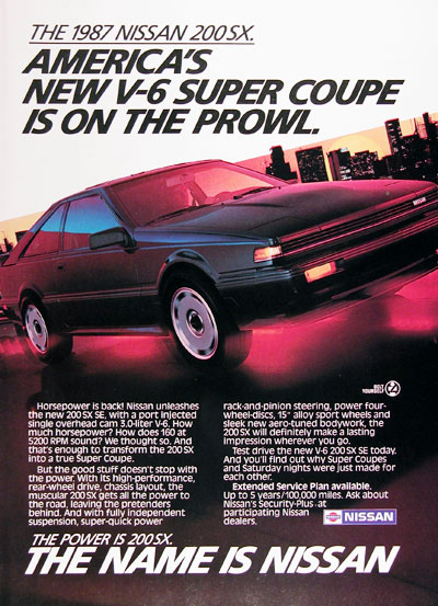 1987 Nissan 200SX V6 Coupe Vintage Ad #005861
