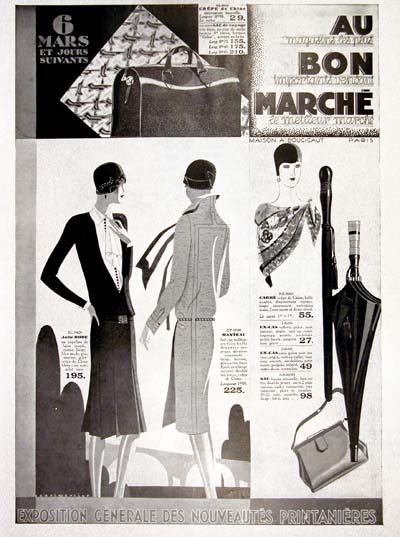 1928 Bon Marché Paris Fashion French Vintage Ad #000227