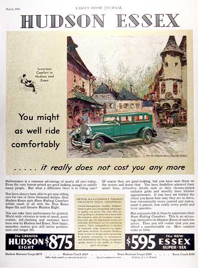 1931 Hudson Touring Sedan Vintage Ad 