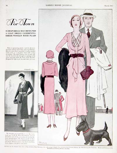 1931 Schiaparelli Fashion Vintage Ad #000335