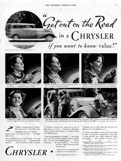 1933 Chrysler Sedan Vintage Ad #000348