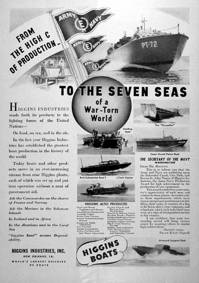 1942 Higgens PT Boats Vintage Ad 