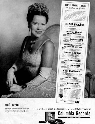 1947 Bidu Sayao Original Vintage Ad #000441
