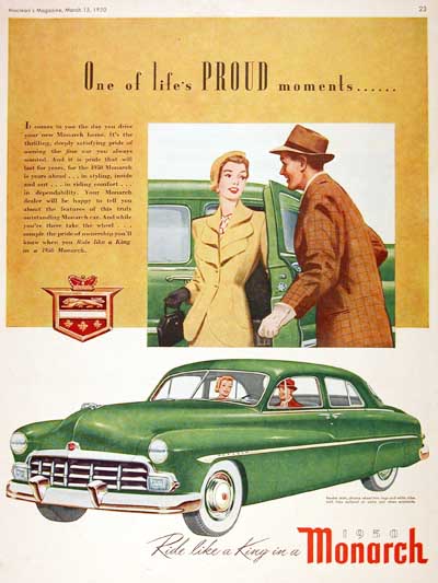 1950 Ford Monarch Sedan Vintage Ad