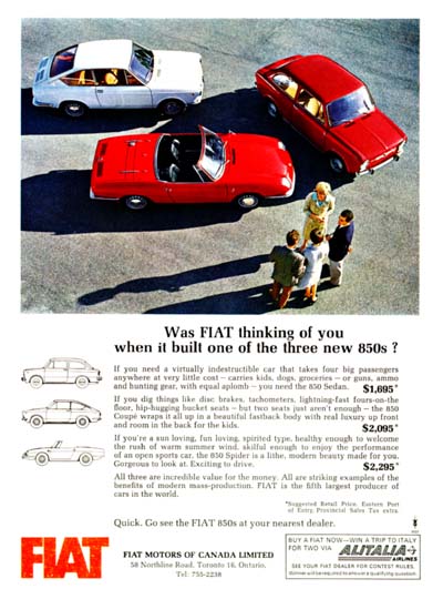1966 Fiat 850 Line Vintage Ad #001166