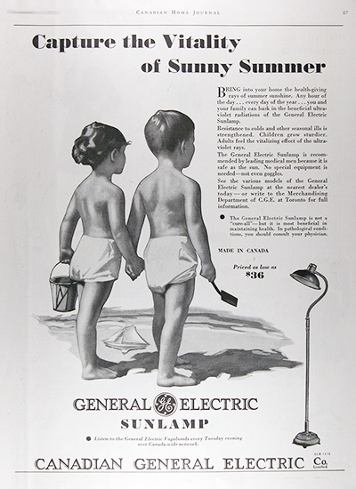 1931 GE Sun Lamp Vintage CDN Ad #025801