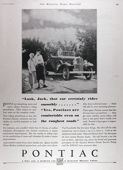1931 Pontiac Roadster Convertible Vintage CDN Ad #025812
