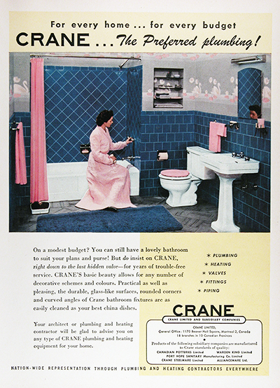 1950 Crane Bathrooms Vintage CDN Ad #025849