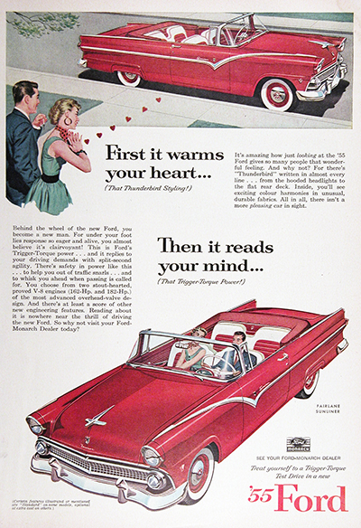1955 Ford Fairlane Sunliner Vintage Ad #025590