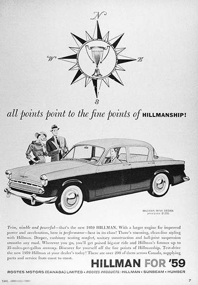 1959 Hillman Minx Sedan Vintage Ad #025918