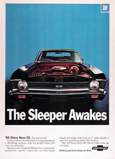 1969 Chevrolet Nova SS Genuine Vintage Ad #026037