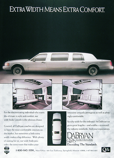 1995 DaBryan Lincoln Limo Vintage Ad #025949