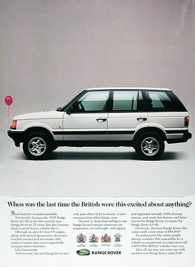 1995 Range Rover 4.0 SE Vintage Ad #025957
