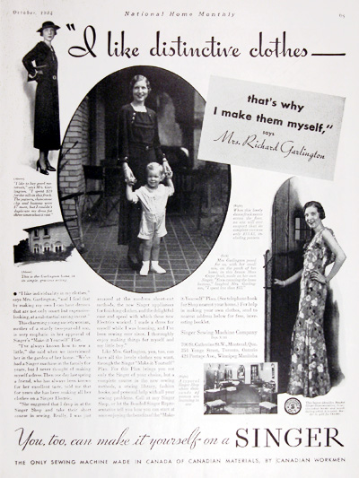 1934 Singer Sewing Machine Vintage Ad #025427