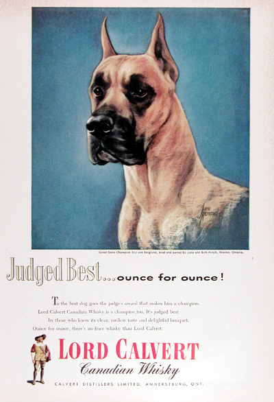 1954 Lord Calvert Great Dane Vintage Ad #025398