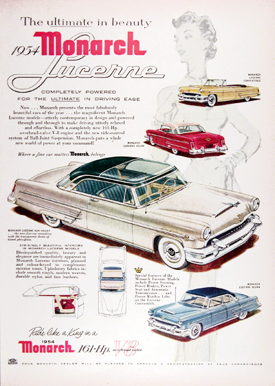 1954 Ford Monarch Lucerne Sun Valley Vintage Ad #025399
