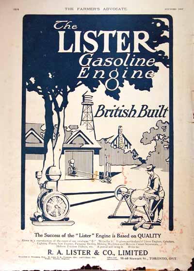 1914 Lister Gasoline Engines Vintage Ad 