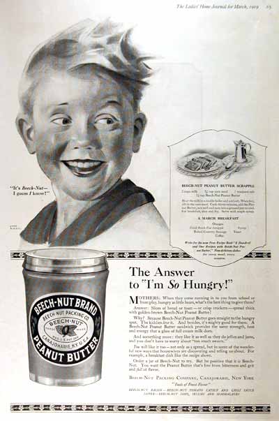 1919 Beech Nut Peanut Butter Vintage Print Ad #001960