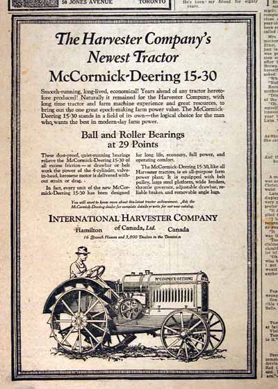 1922 IH McCormack Deering Tractor Classic Ad #001874