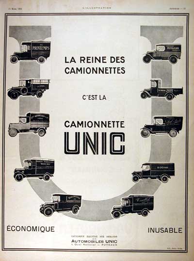1924 Unic Trucks Classic Ad #002005