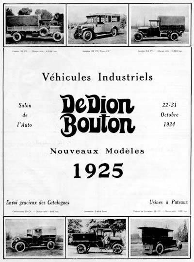 1925 DeDion Bouton Trucks Vintage French Ad #000164