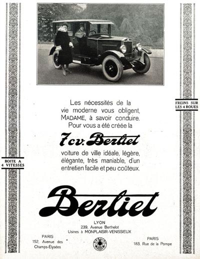 1926 Berliet Sedan Vintage French Ad #000210