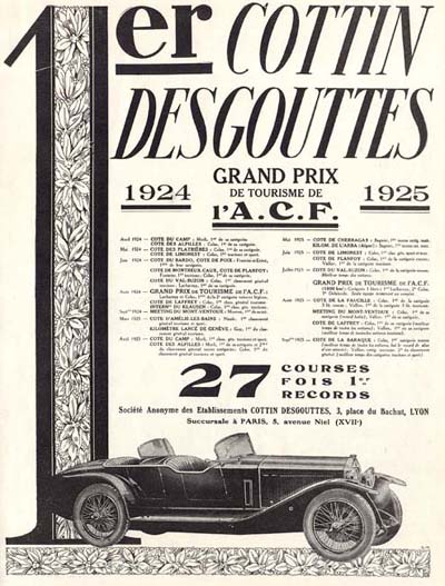 1926 Cottin Desgouttes Roadster Vintage French Ad #000207