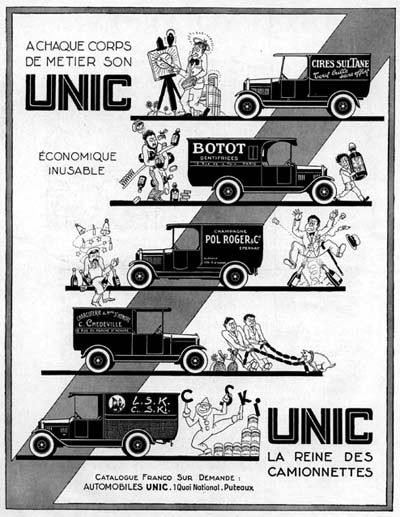 1929 Unic Delivery Trucks Vintage French Ad #000263
