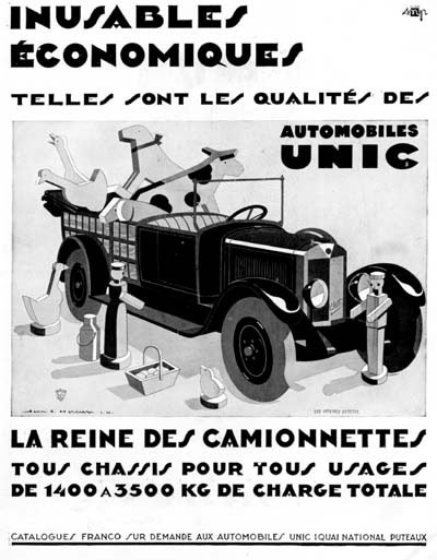 1929 Unic Pickup Vintage French Ad #000256