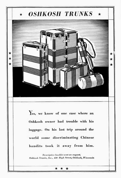 1931 Oshkosh Trunks Vintage Ad #000302