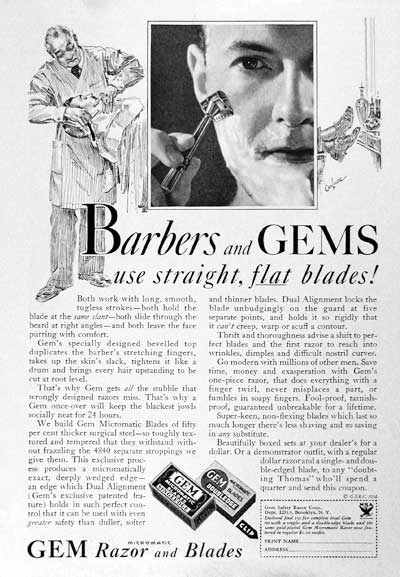 1934 Gem Razor Blades Vintage Ad #000356